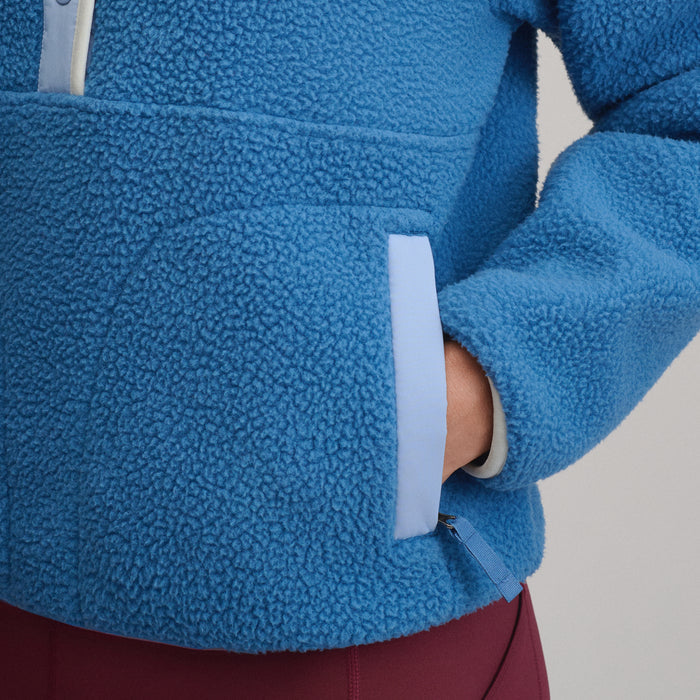 Women's Plush Fleece Snap-Mock Pullover-Dk Chambray-3