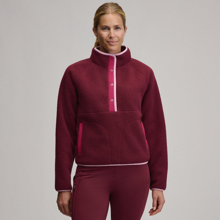 Women's Plush Fleece Snap-Mock Pullover-Dk Lava-5