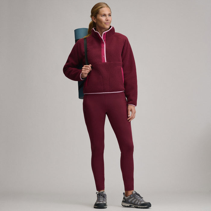 Women's Plush Fleece Snap-Mock Pullover-Dk Lava-8