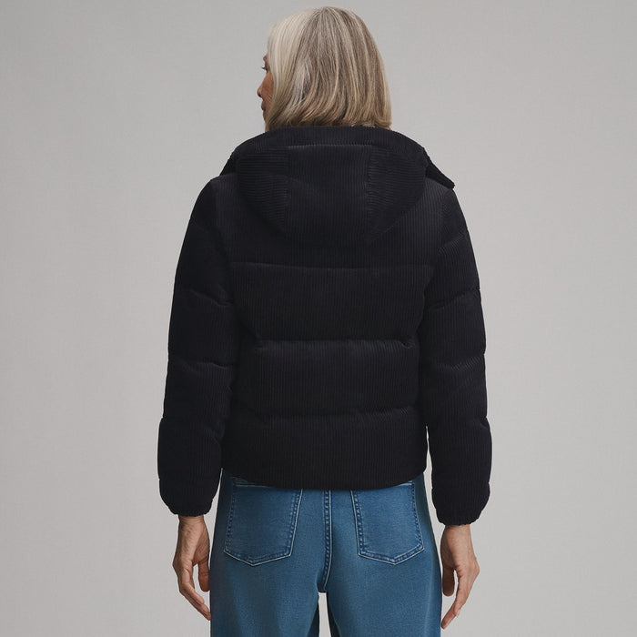 Women's Plush Puff Jacket - Cord-Black-2