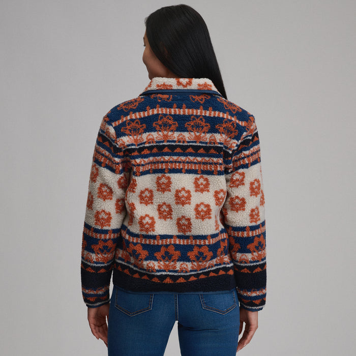 Women's Printed Fleece Jacket-Pumice-2