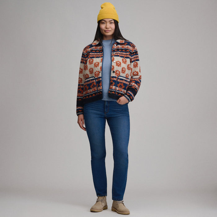 Women's Printed Fleece Jacket-Pumice-4