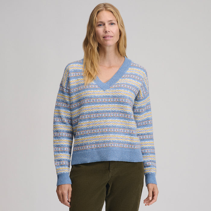 Signature Vneck Sweater Pattern-Hea/Blu-1