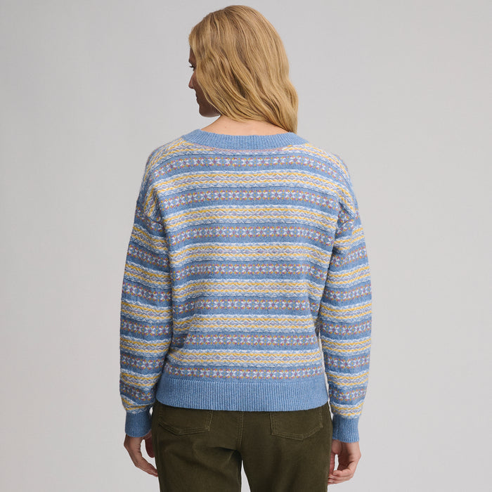 Signature Vneck Sweater Pattern-Hea/Blu-2