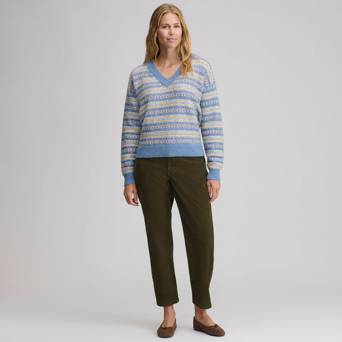 Signature Vneck Sweater Pattern-Hea/Blu-4