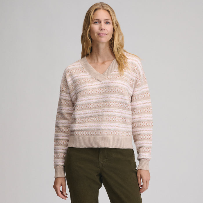 Signature Vneck Sweater Pattern-Rattan Heather-5