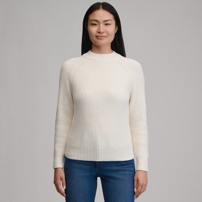 Women's Solid Mock-Neck Sweater-Ivory-5