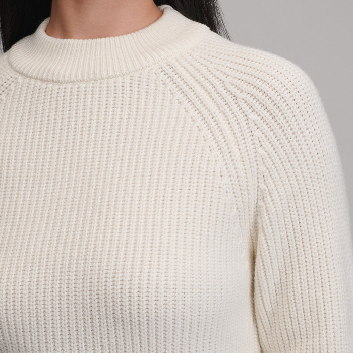 Women's Solid Mock-Neck Sweater-Ivory-7