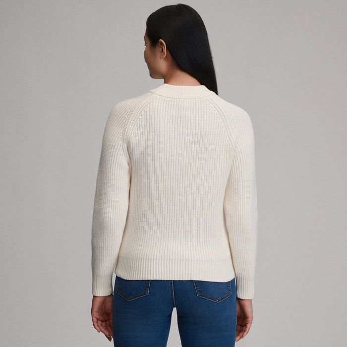 Women's Solid Mock-Neck Sweater-Ivory-6