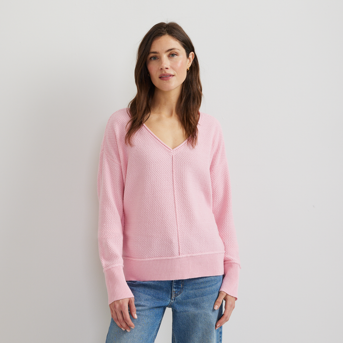 Women's V-Neck Sweater-Peony-Regular-C1