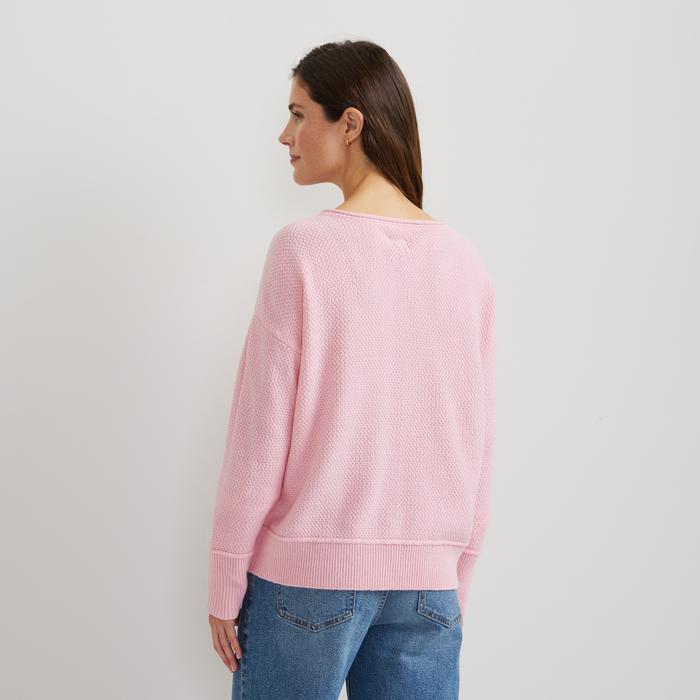 Women's V-Neck Sweater-Peony-Regular-F1