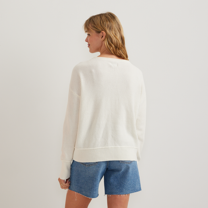 Women's V-Neck Sweater-Ivory-Regular-F1