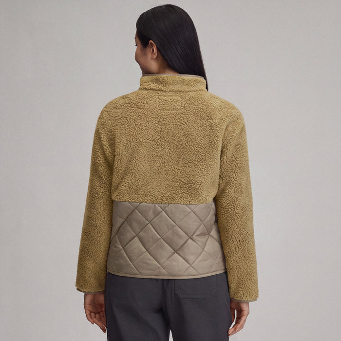 Women's Wander Mixed Media Fleece Jacket-Camel-2