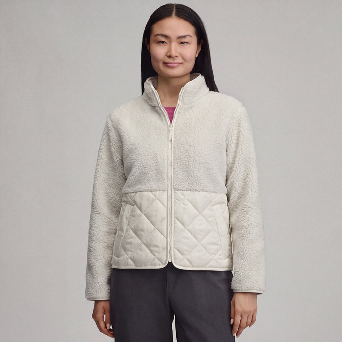 Women's Wander Mixed Media Fleece Jacket-Ivory-5