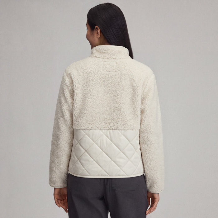 Women's Wander Mixed Media Fleece Jacket-Ivory-6