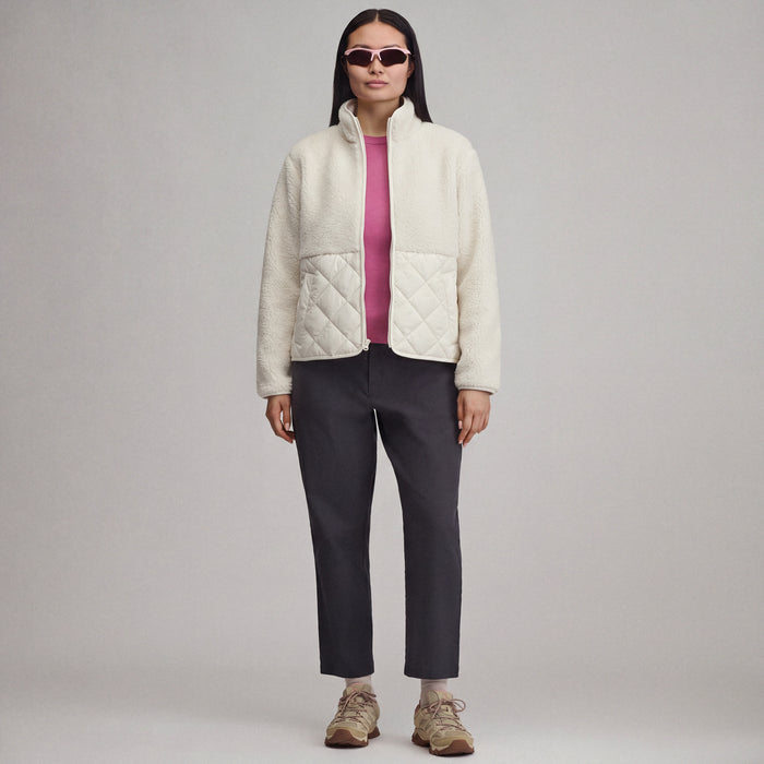 Women's Wander Mixed Media Fleece Jacket-Ivory-8