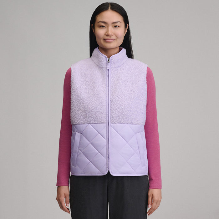 Women's Wander Mixed Media Fleece Vest-Lavender Mist-5