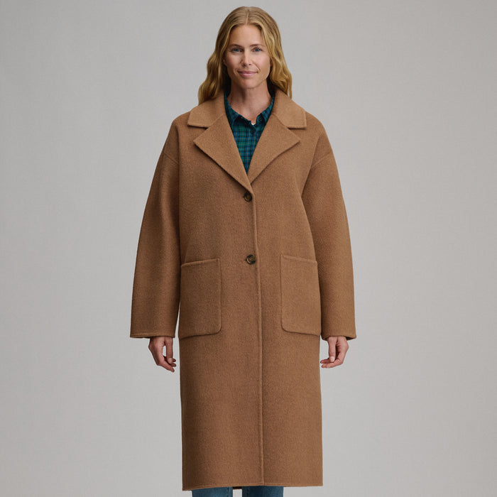 Women's Wool Blend Trench Coat-Camel-1