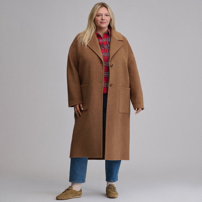 Women's Wool Blend Trench Coat-Camel-4