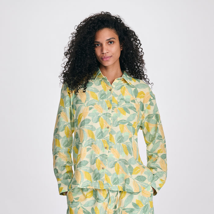 Women's Woven Printed Cotton LS Slub-Lmdrp-1
