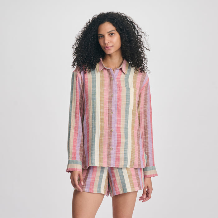 Women's Woven Stripe Cotton LS Slub-Ctlpe-5