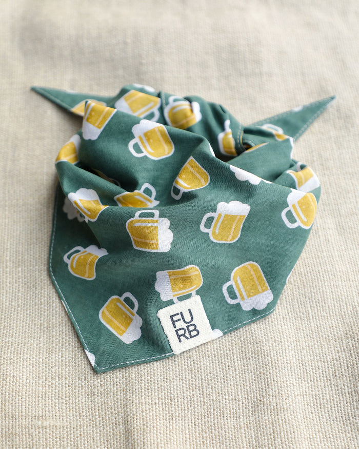 Yappy Hour Green Dog Bandana dog bandana with green
