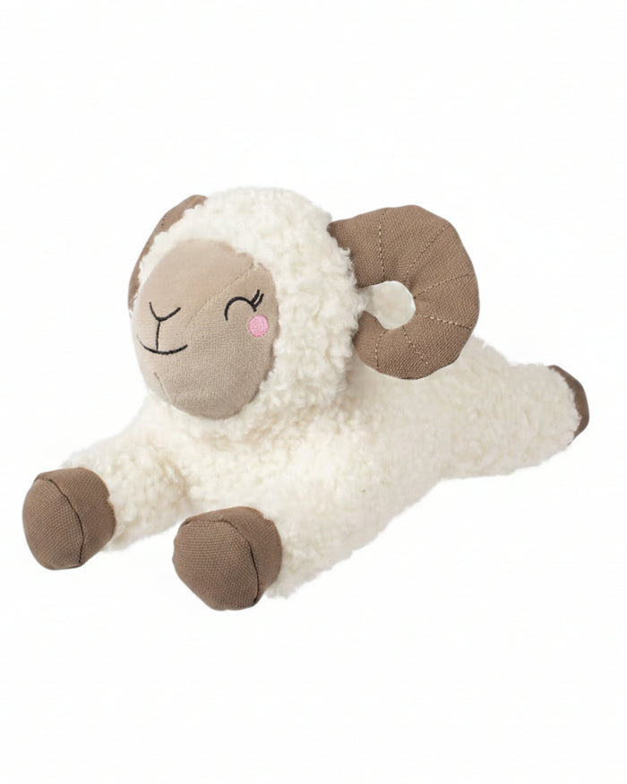 Fuzzy bighorn sheep dog toy with soft plush texture for playful chewing. Updated May 2026.