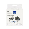 Lucyd Zeiss Lens Wipes, 60pk, come as individually wrapped, pre-moistened wipes with packaging featuring binoculars, a camera, and eyeglasses—ideal for gentle and thorough lens cleaning.